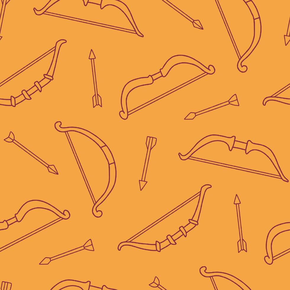 Outline Curve Bow Arrow Seamless Pattern illustration Design vector