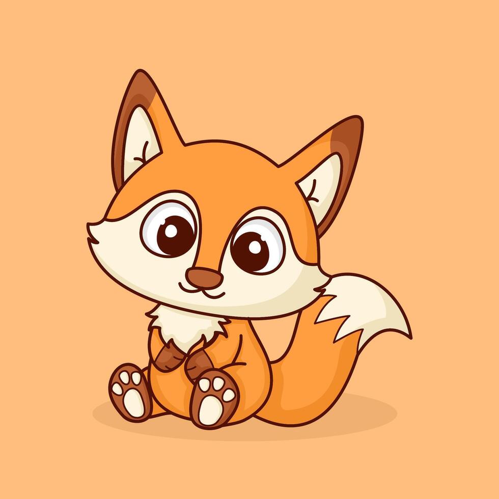 cute fox cartoon icon illustration. animal nature icon concept isolated vector
