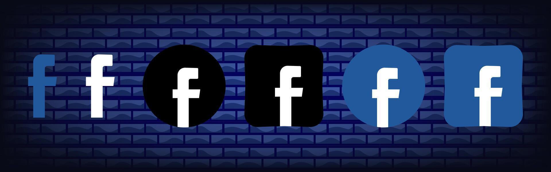 Collection of black Facebook icons. Social media logo. Line art and flat style isolated on white background. line icon for business and advertising vector