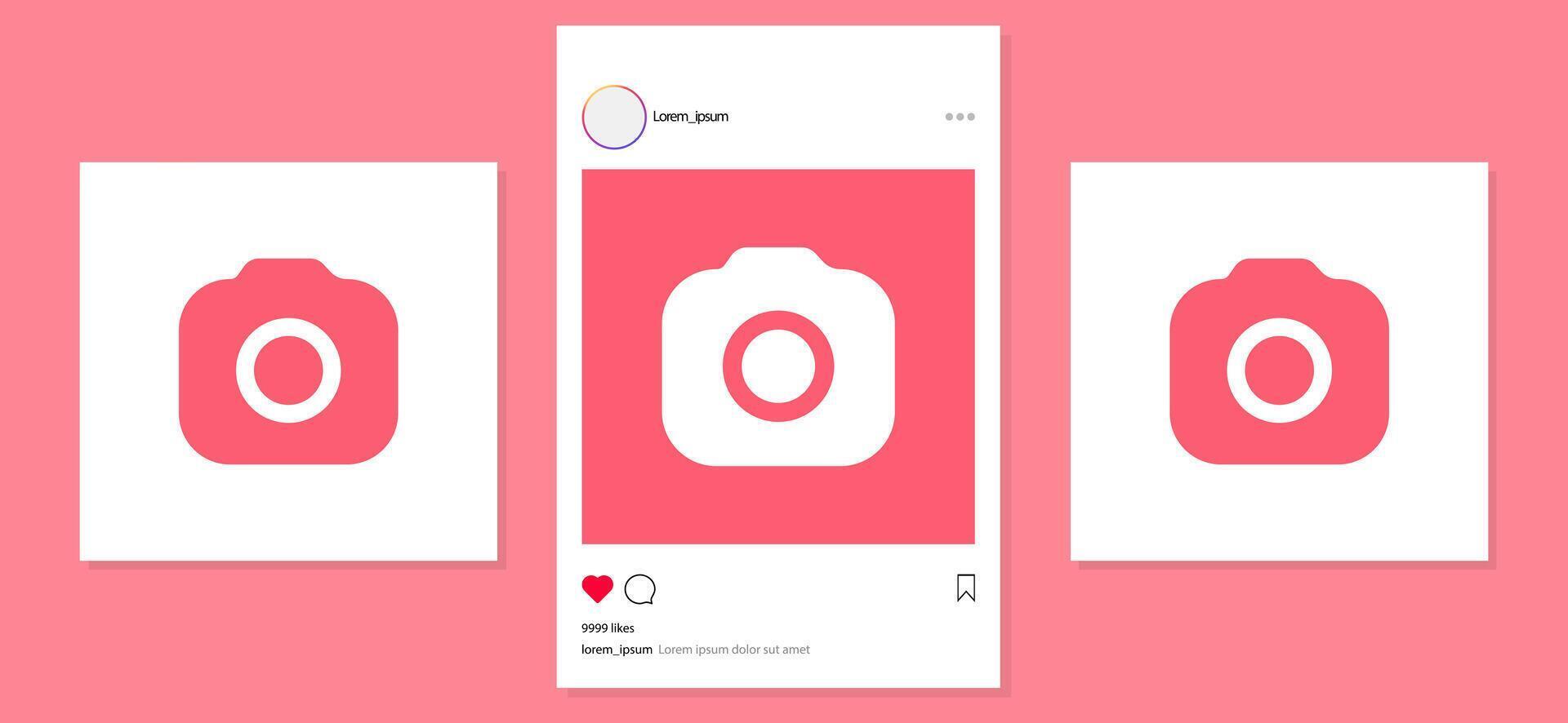 instagram mockup social media post template in pastel background , instagram feed post mock up frame. transparent Instagram screen. Editorial vector