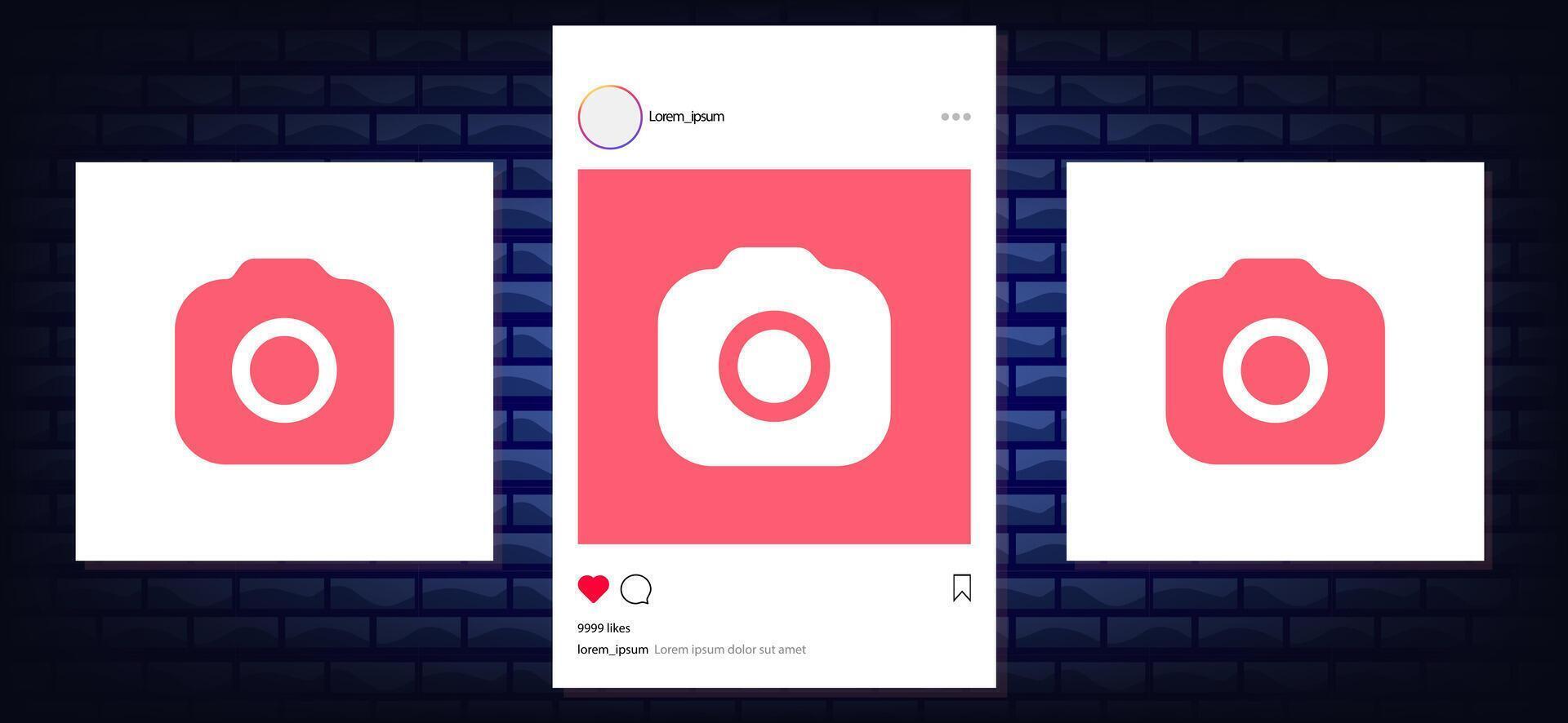 Instagram post frame mockup template. social media and social network, instagram feed web post mock up. mobile app interface template . instagram notification icon. vector