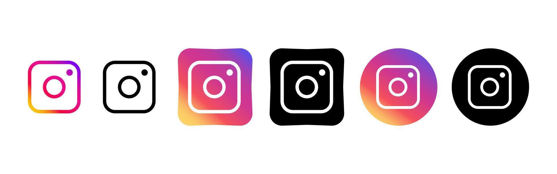 Collection of black Instagram icons. Social media logo. Line art and flat style isolated on white background. line icon for business and advertising vector