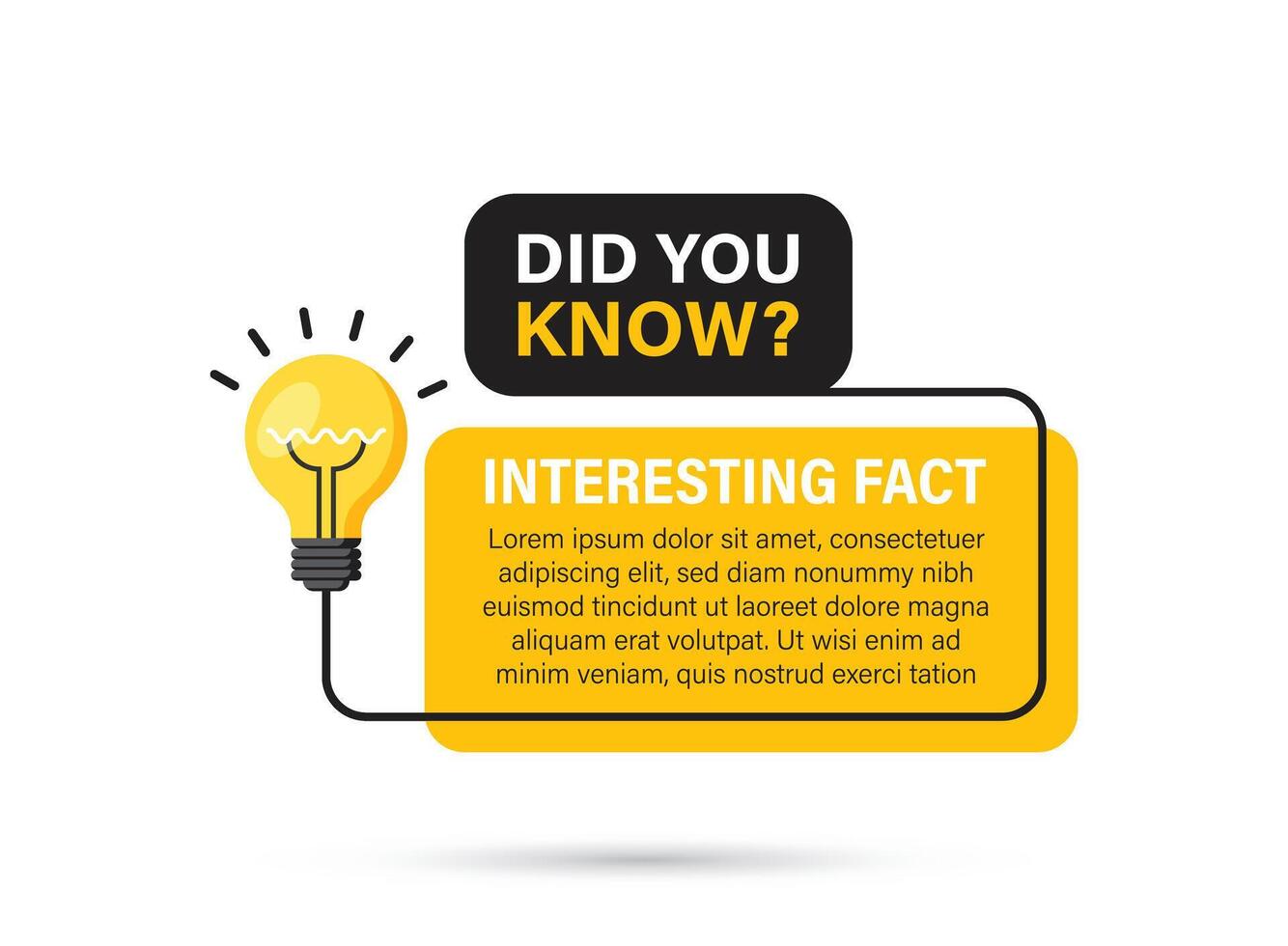 Did you know icon in flat style. Banner with frame and bulb illustration on white isolated background. Explanation sign business concept. vector