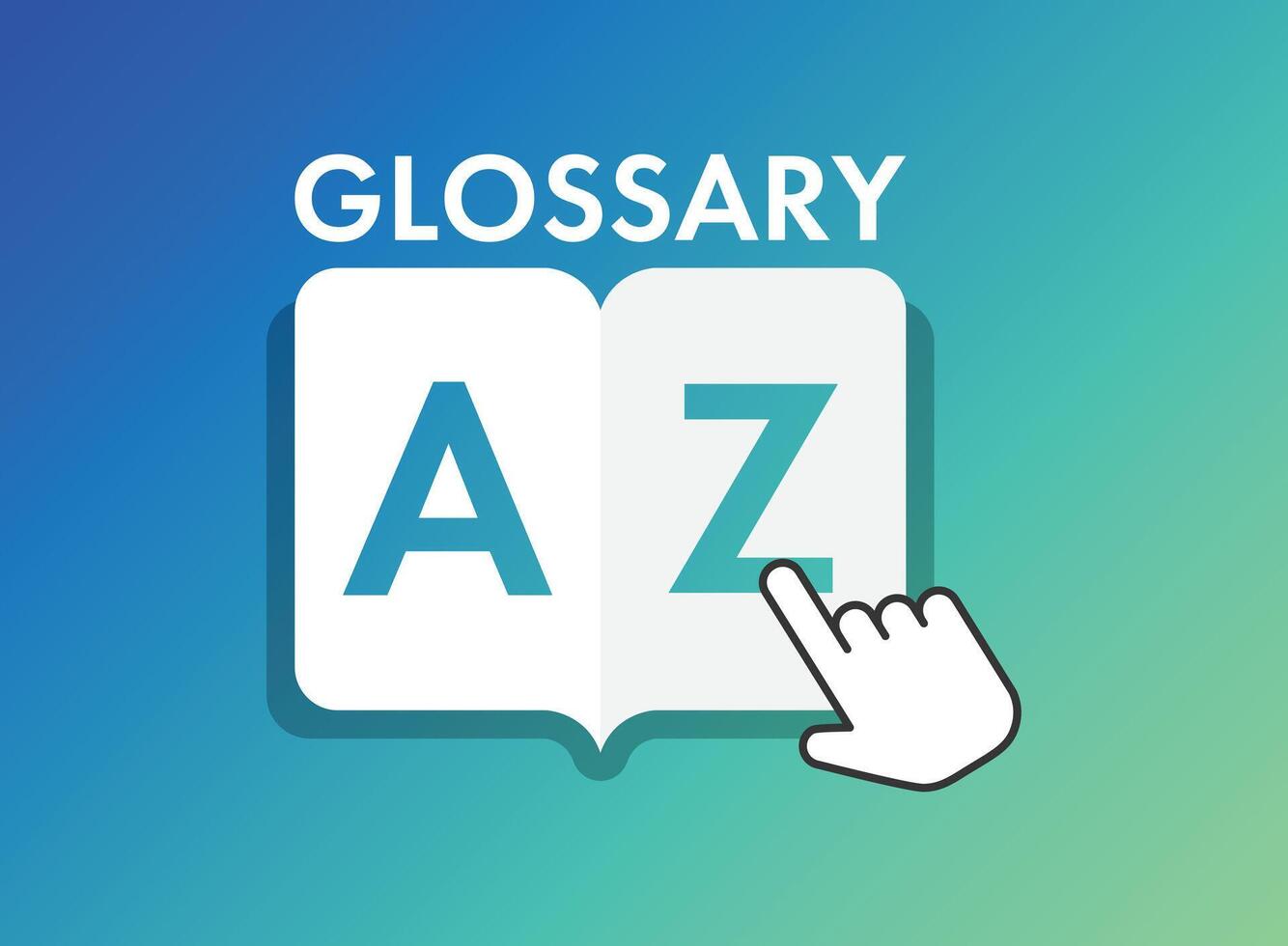 Glossary book icon in flat style. Guidebook encyclopedia illustration on isolated background. A-Z notebook sign business concept. vector