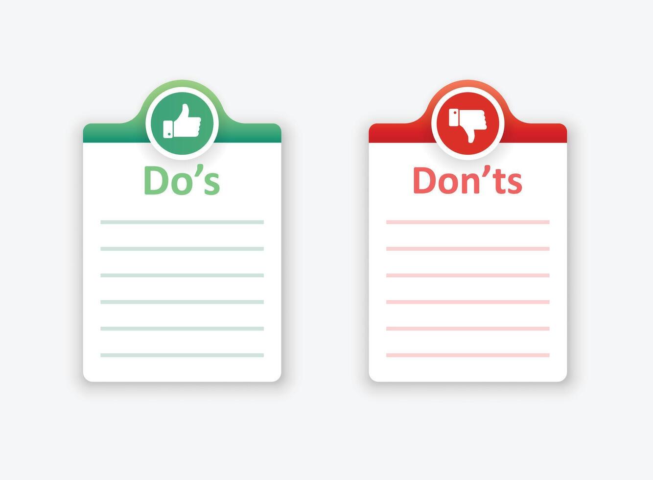 Do and dont icon in flat style. Dos and Don'ts illustration on isolated background. Pros and Cons sign business concept. vector