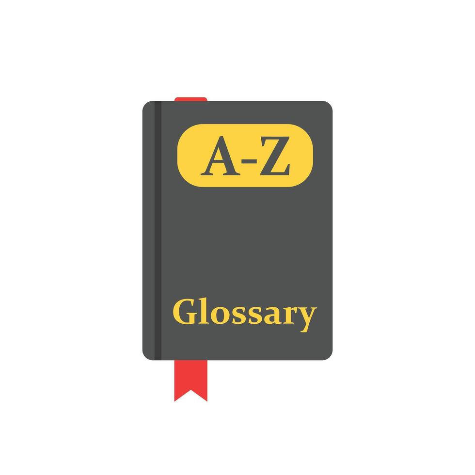 Glossary book icon in flat style. Guidebook encyclopedia illustration on isolated background. A-Z notebook sign business concept. vector