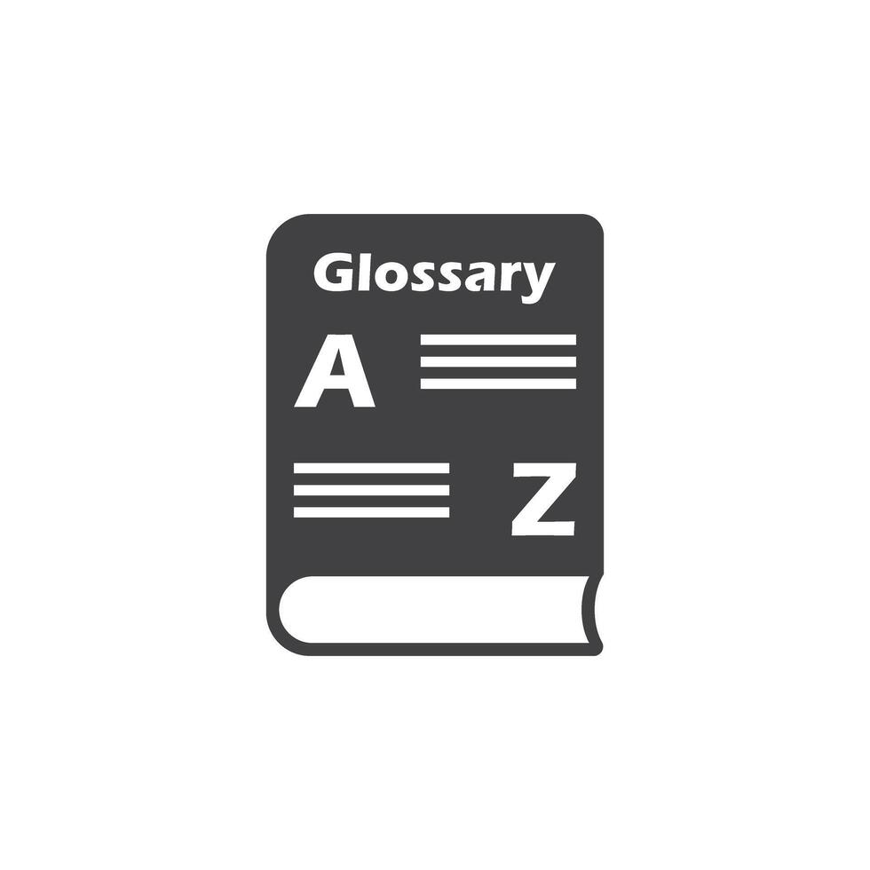 Glossary book icon in flat style. Guidebook encyclopedia illustration on isolated background. A-Z notebook sign business concept. vector