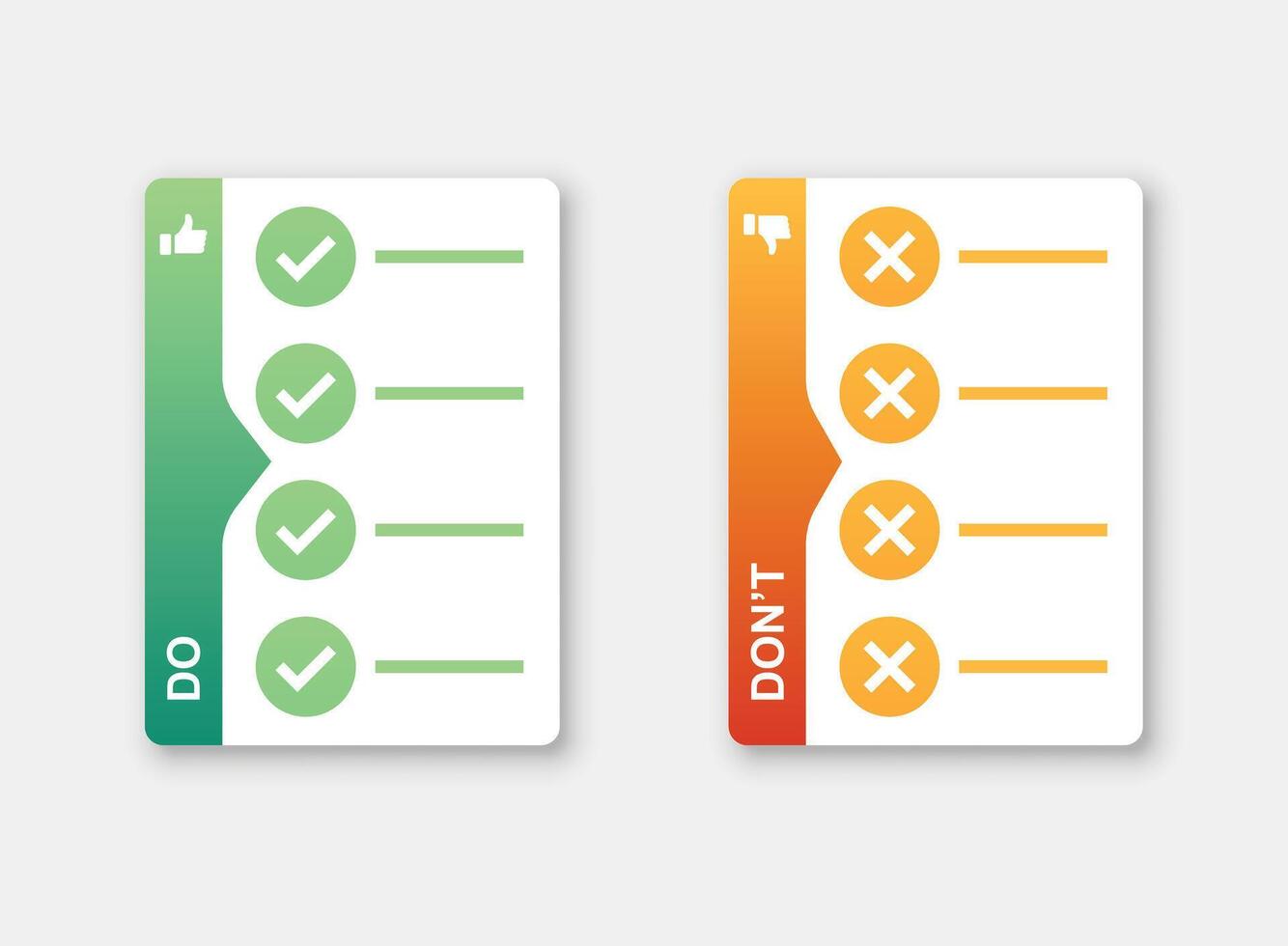 Do and dont icon in flat style. Dos and Don'ts illustration on isolated background. Pros and Cons sign business concept. vector