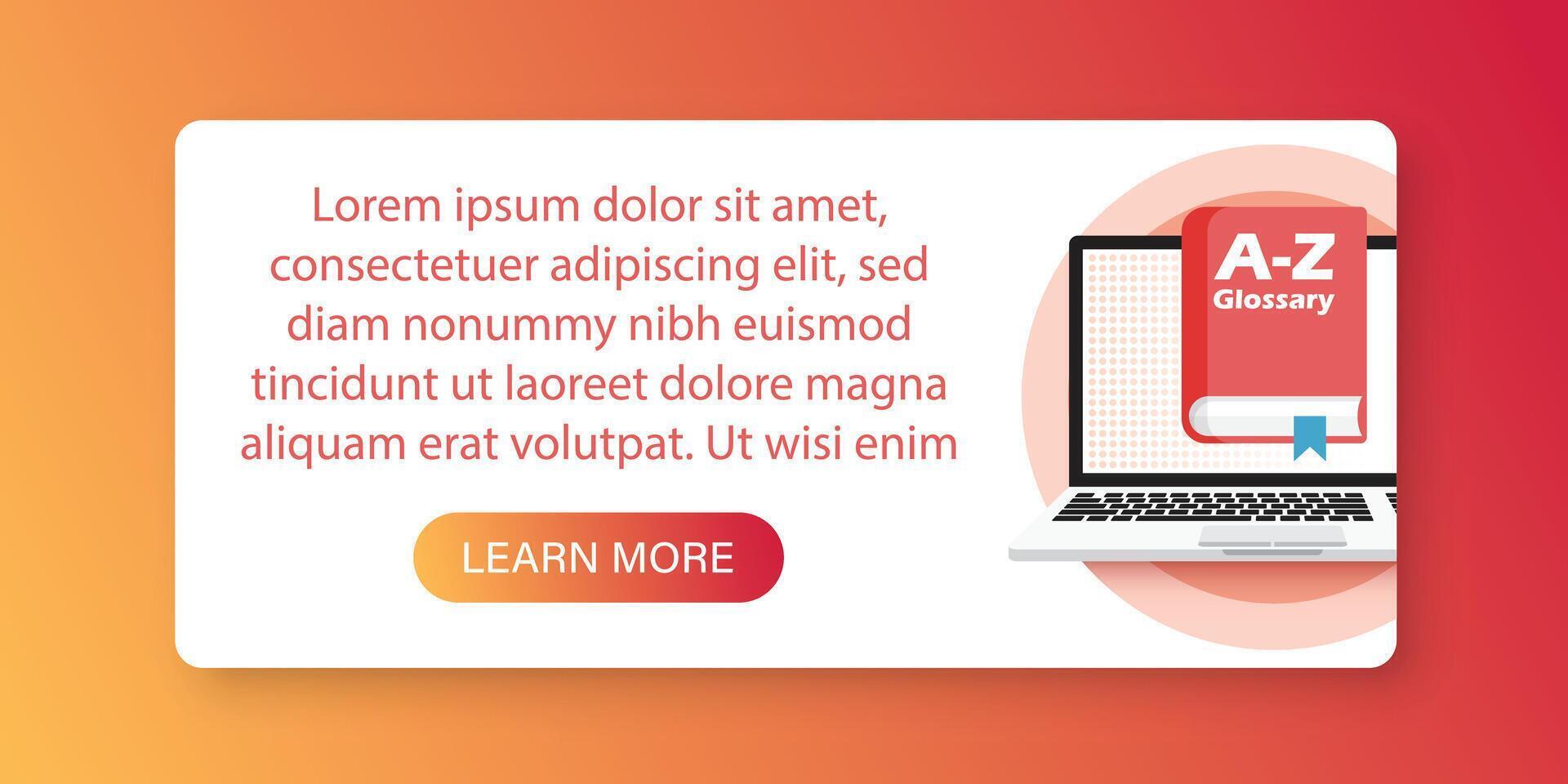 Glossary book with laptop icon in flat style. Guidebook encyclopedia illustration on isolated background. A-Z computer sign business concept. vector