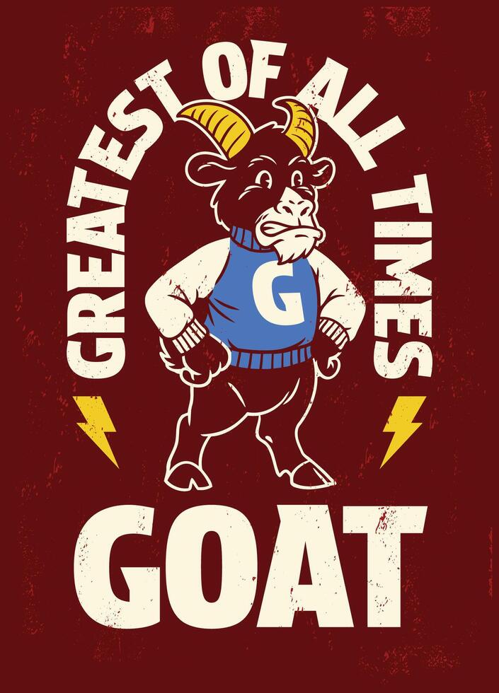 Goat Sport Mascot Vintage T-Shirt Design vector