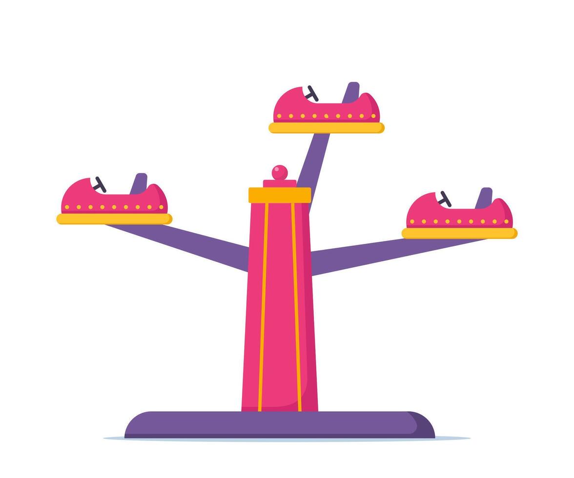 Carousel ride with cars seats in amusement carnival park. Festive fair recreation entertainment attraction. illustration. vector