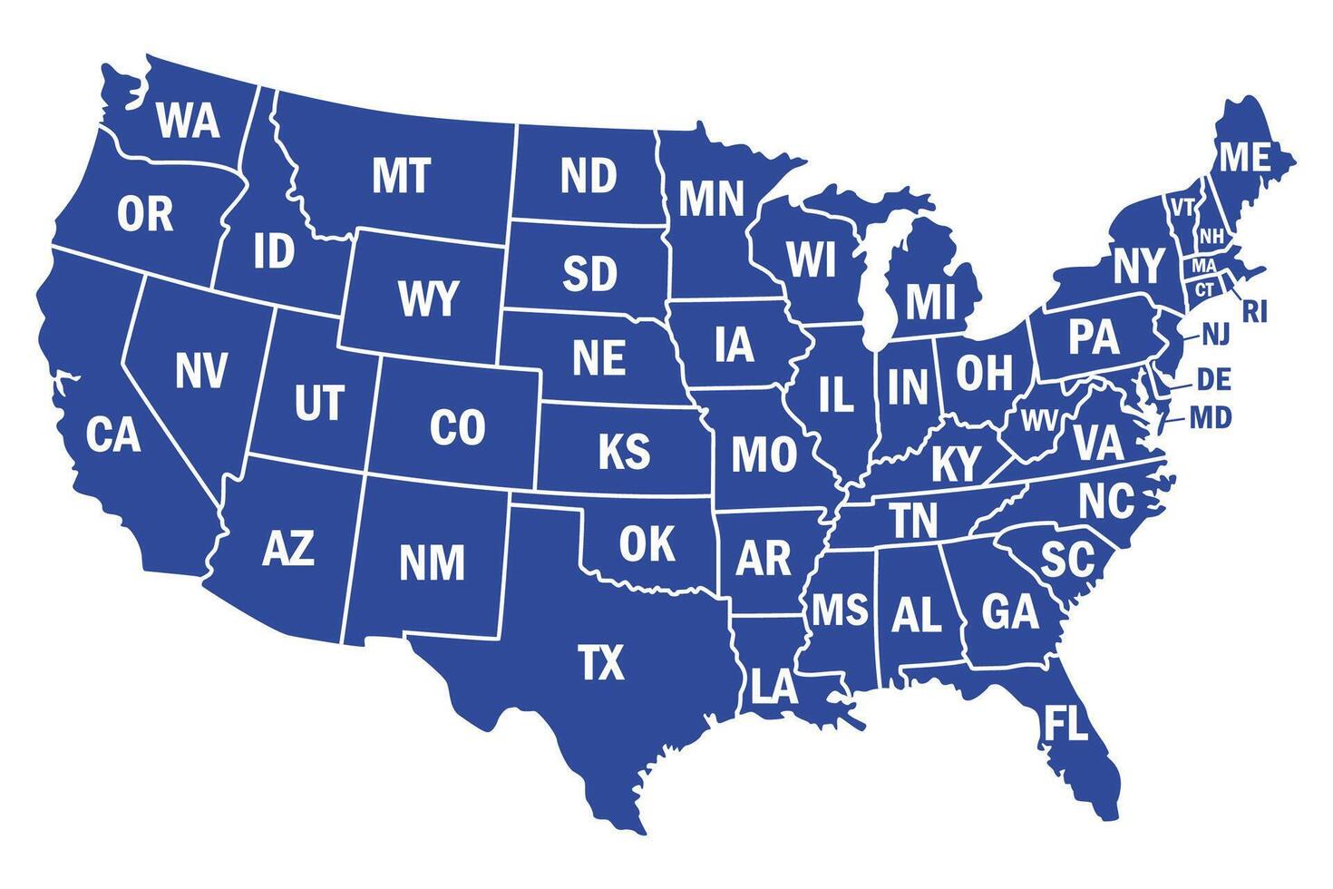 United States of America map. USA map with states and state names isolated - stock vector