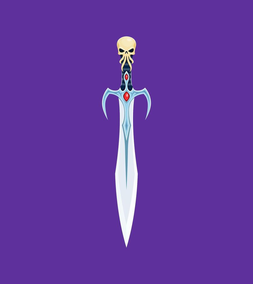 Cartoon Halloween magic dagger, fantasy sword vector