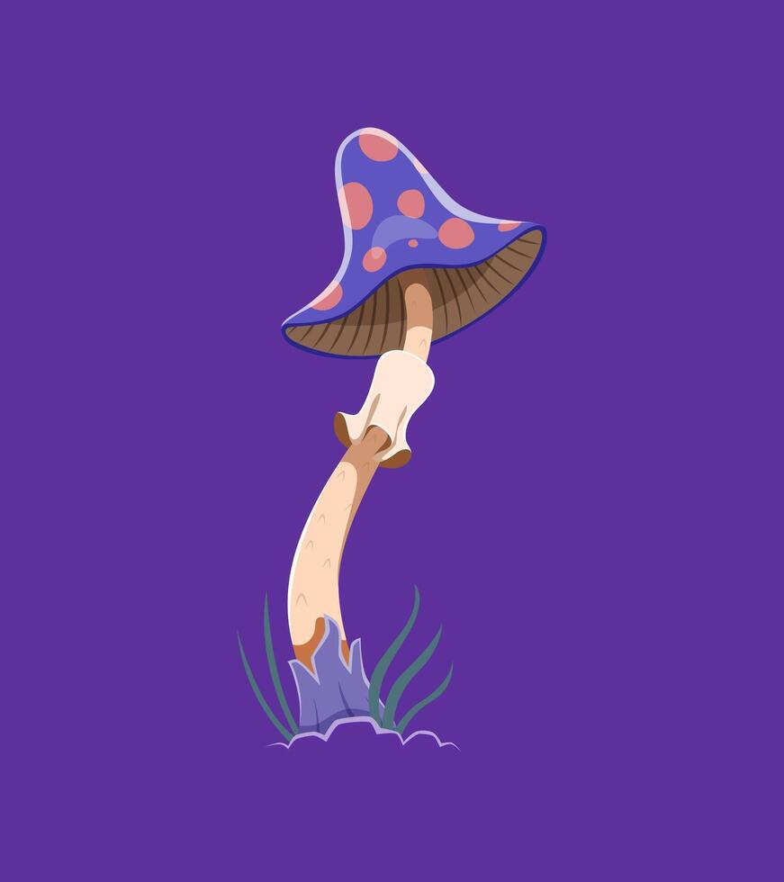 Cartoon Halloween mushroom, magic fungus vector