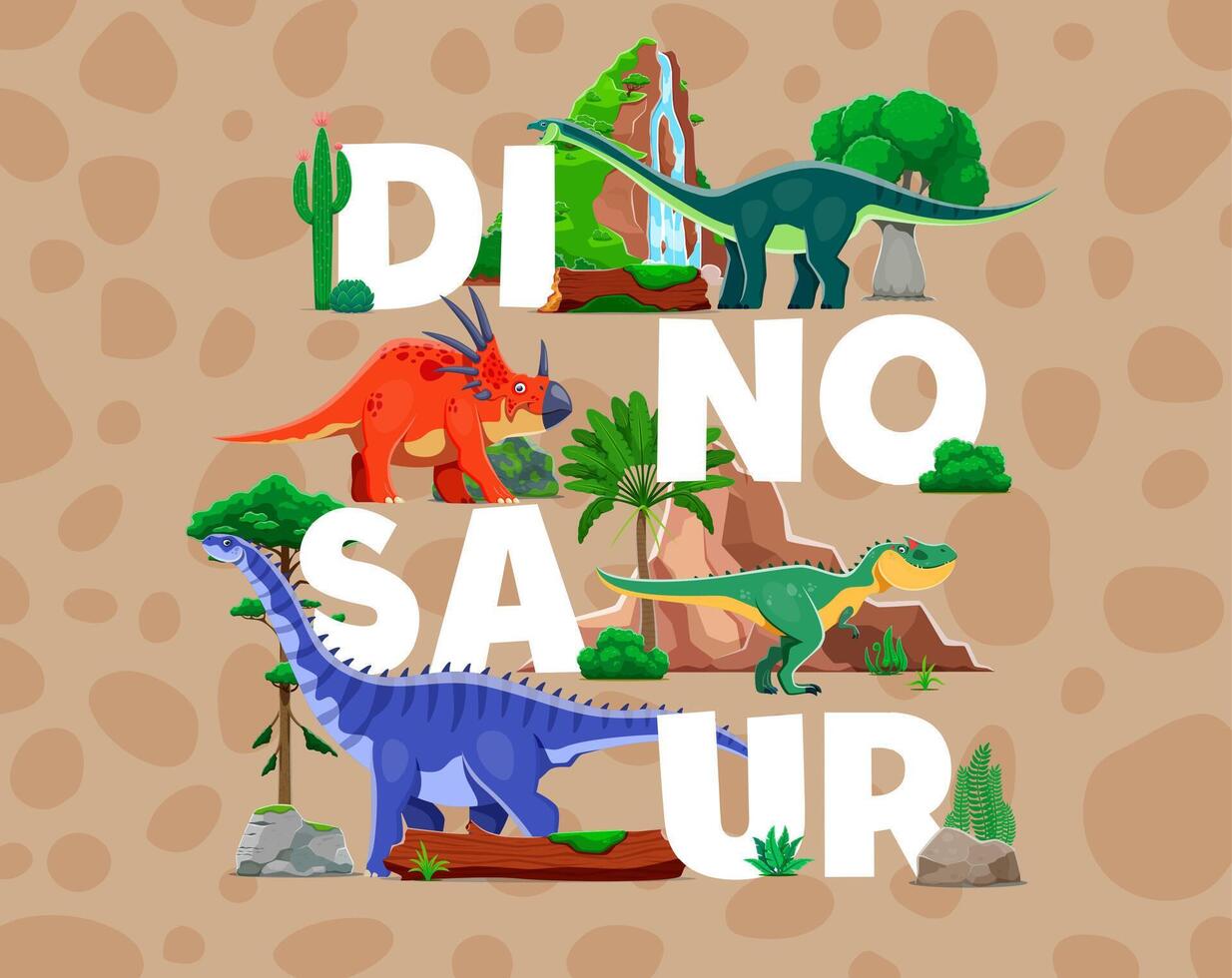 Funny prehistoric dinosaurs and dino characters vector