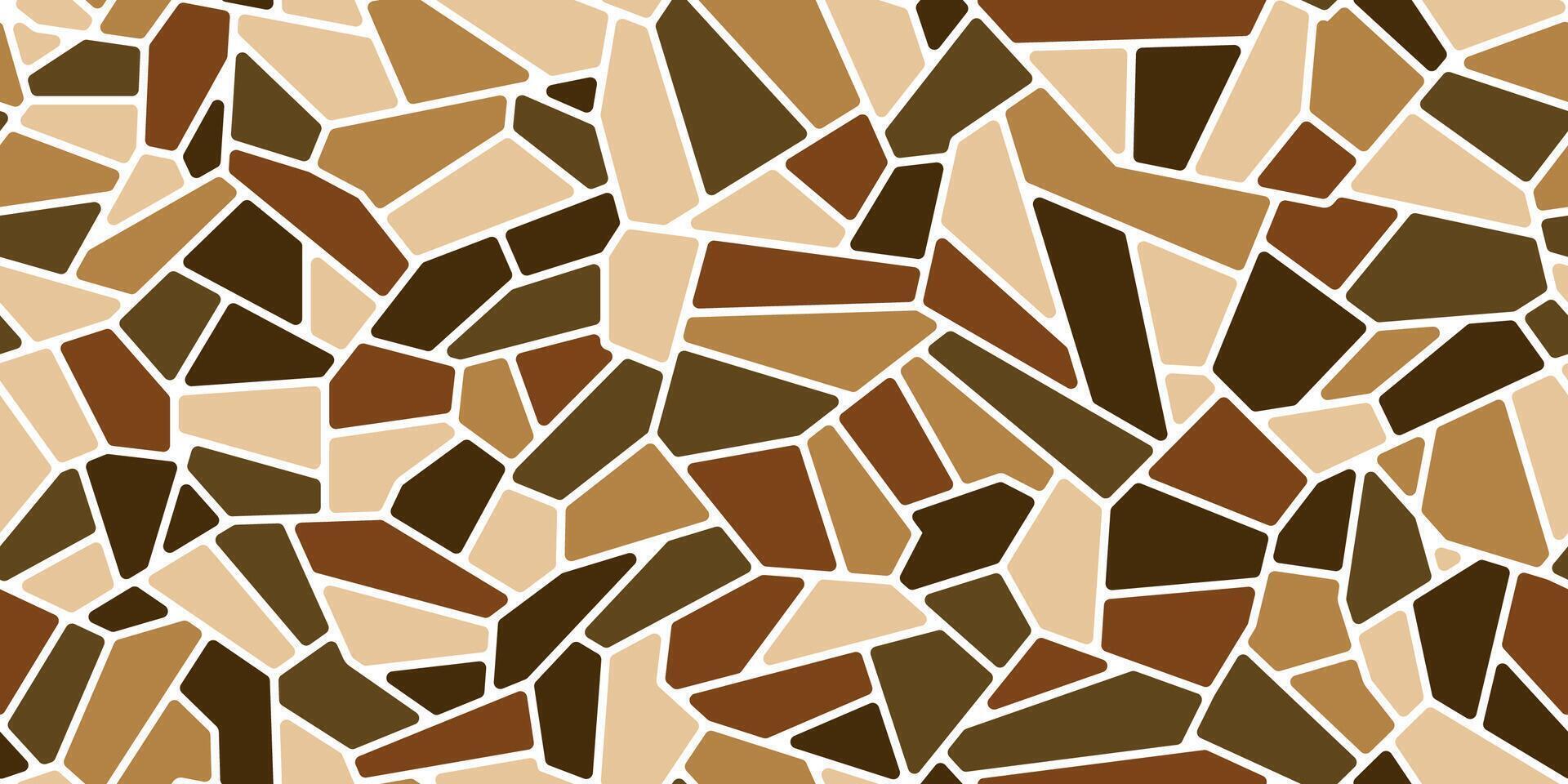 Maculous brown mosaic stone floor tile pattern vector