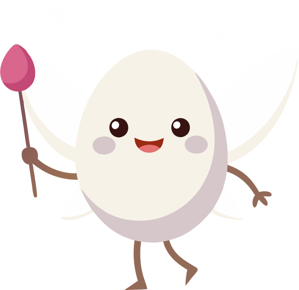 Enchanting egg fairy casts spells with wand. AI-generated. png