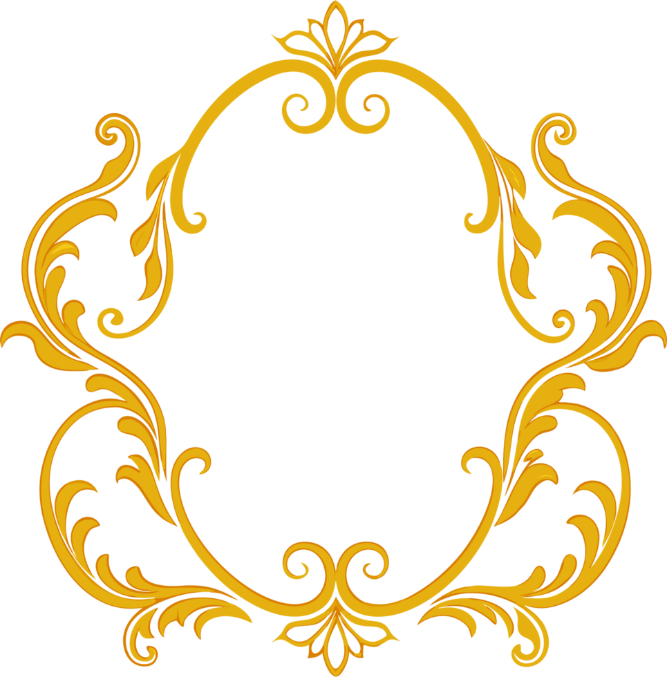Ornate Rococo Floral Frame Elegant Clipart. AI-generated. png
