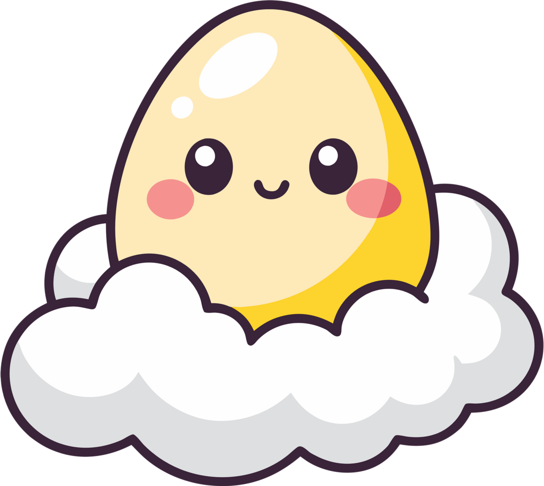 Cozy egg slumbers peacefully among fluffy clouds. AI-generated. png