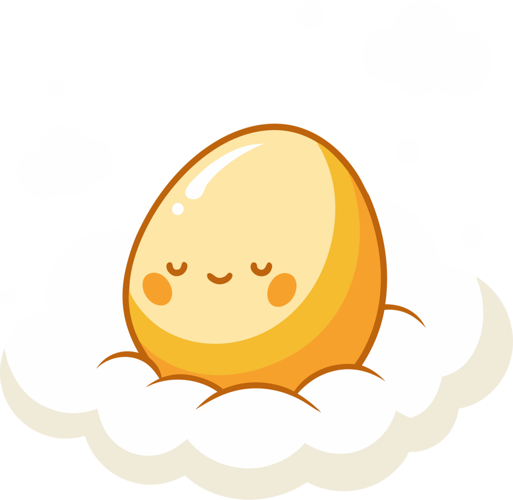 Cozy egg slumbers peacefully among fluffy clouds. AI-generated. png