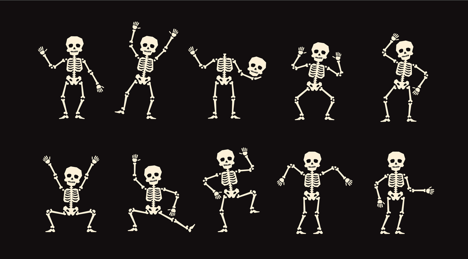 Skeleton dance Halloween characters rattling bones 48218924 Vector Art