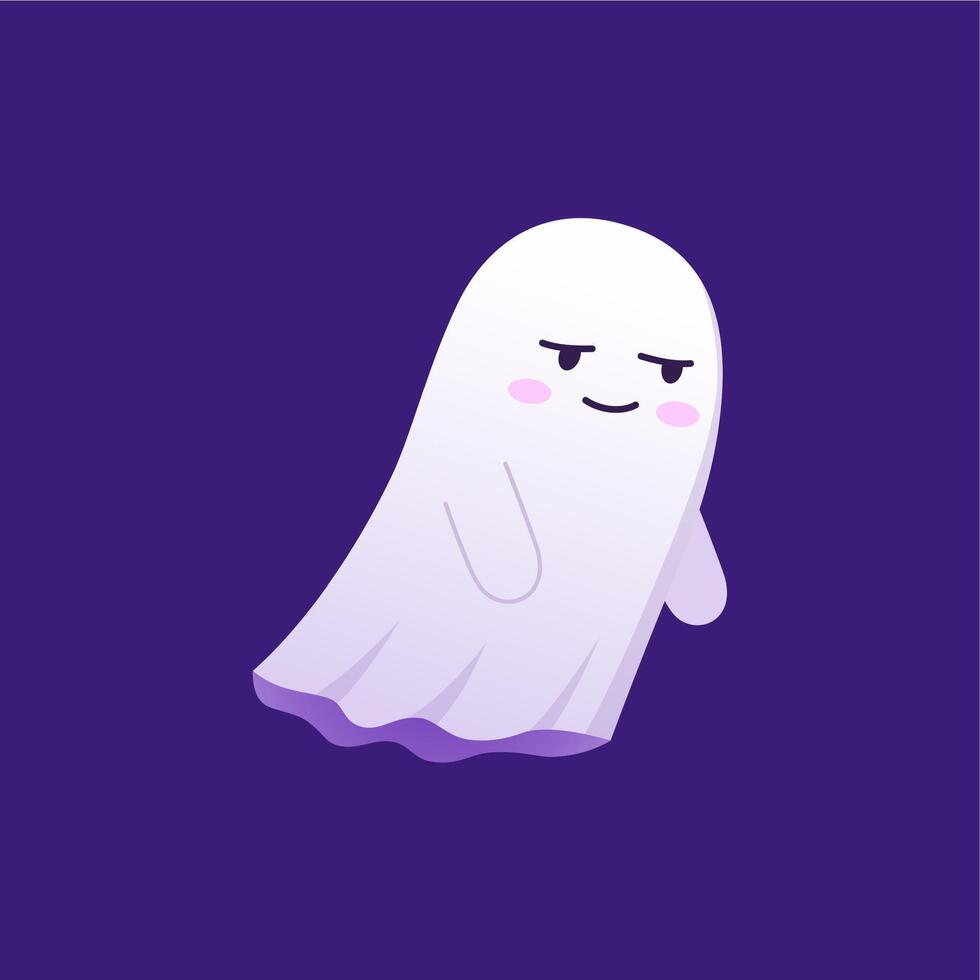 Halloween sad ghost character with teary eyes vector