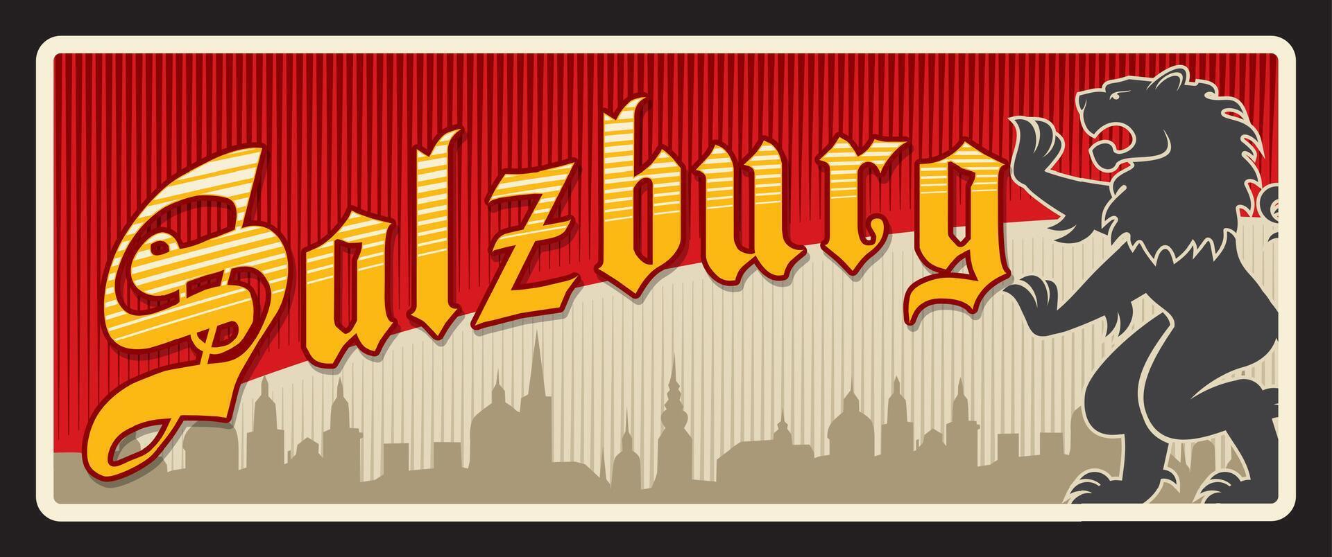 Salzburg Austria land, Austrian region tin plate vector