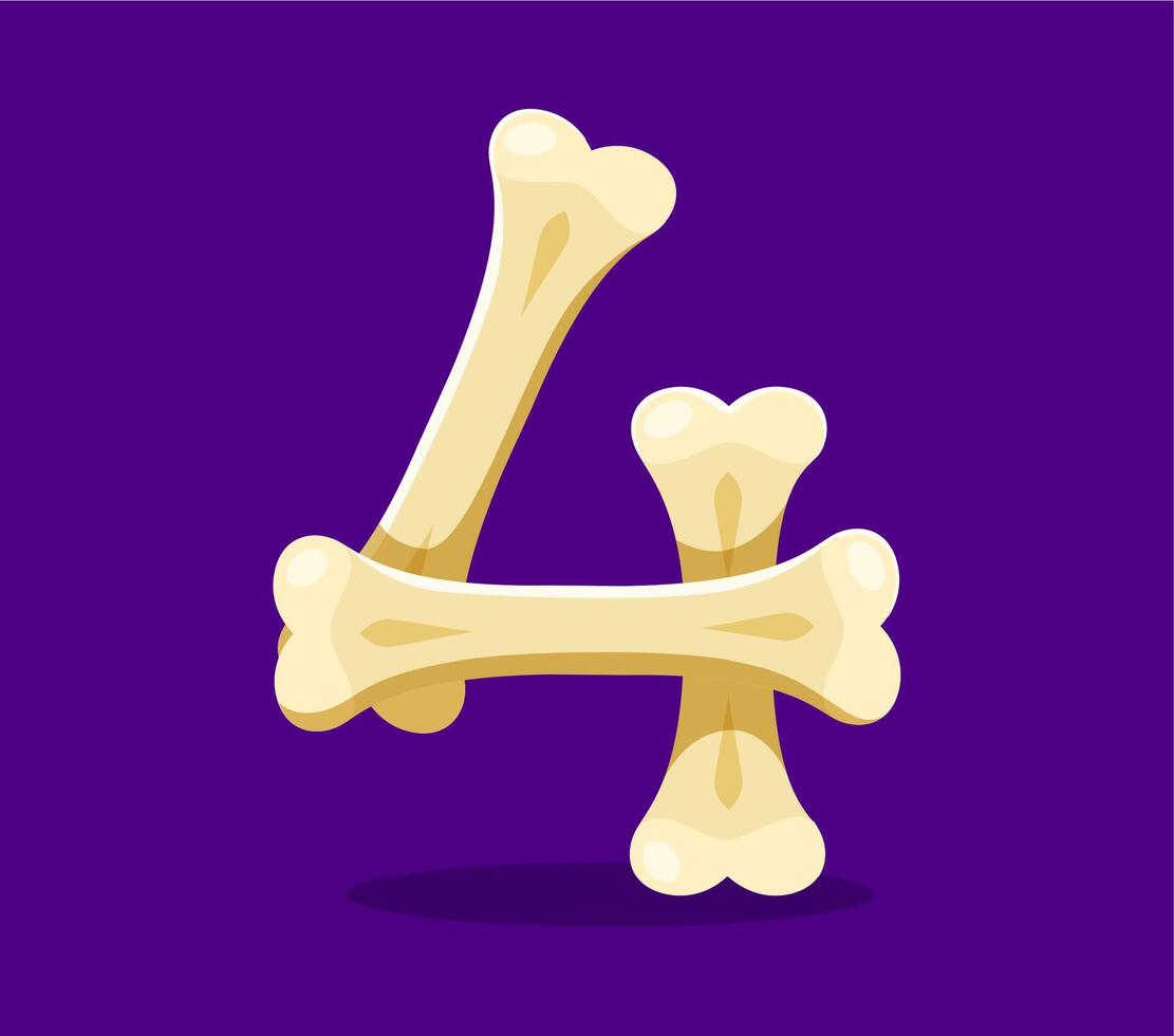 Halloween font number 4 Four of bones of dead vector