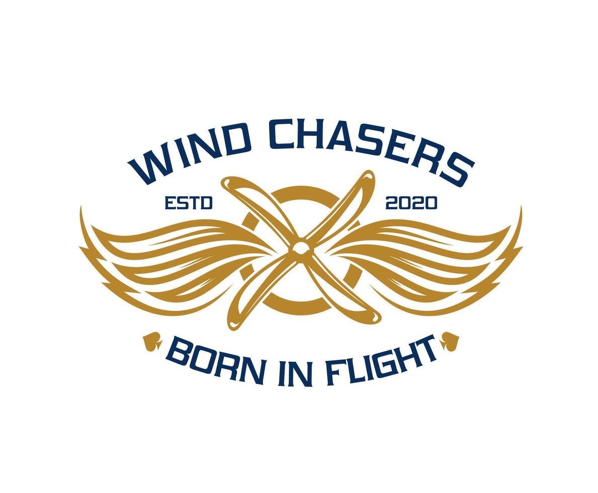 Airline and aircraft aviation icon for wind chaser vector