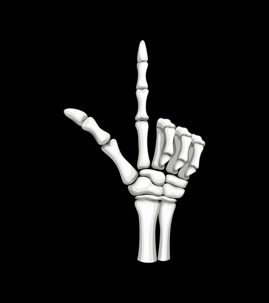 Skeleton hand making pointing up gesture, vector