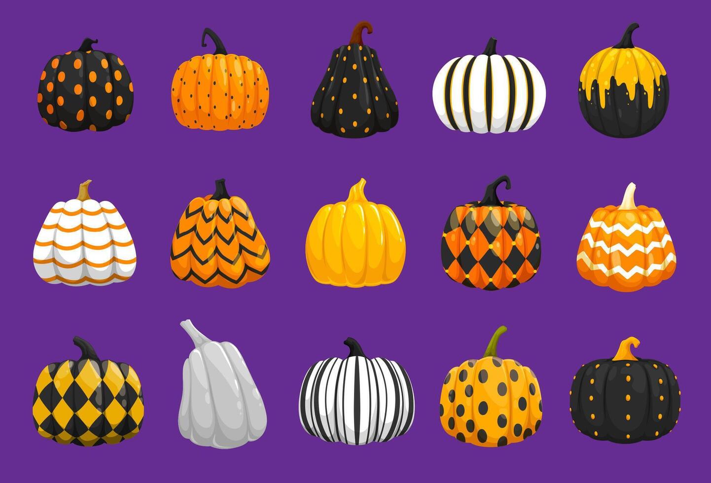Halloween painted pumpkins with holiday ornament vector