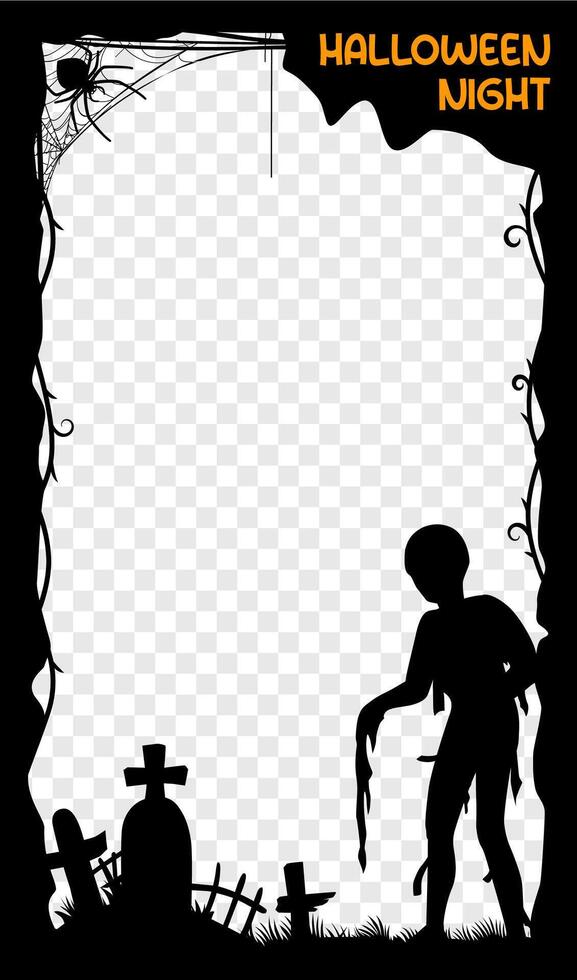 Halloween social media post template with zombie vector