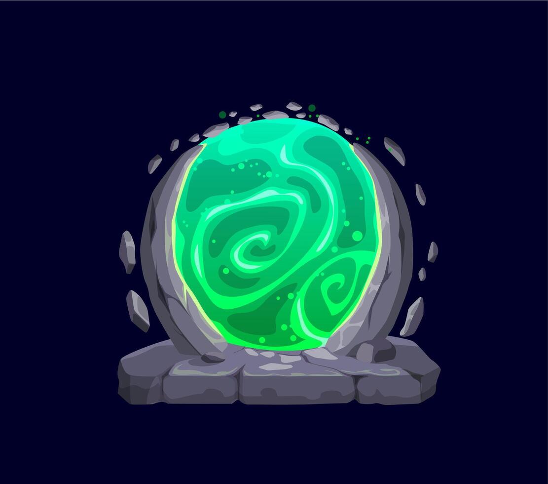 Fantasy fairytale game magic portal door, teleport vector