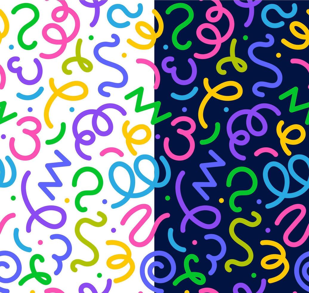 Color squiggle line pattern, vibrant background vector