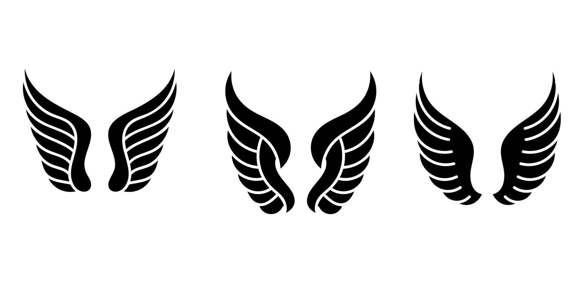 Flat design angel wings silhouette design element vector