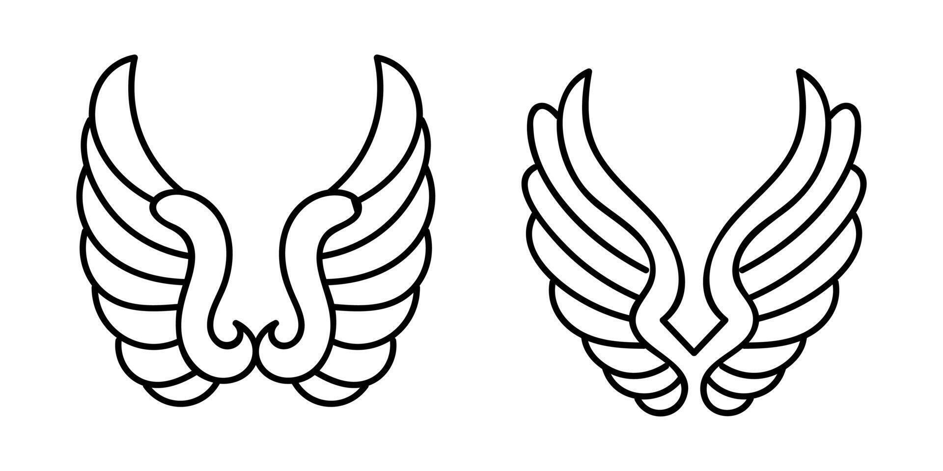 Flat design angel wings silhouette design element vector