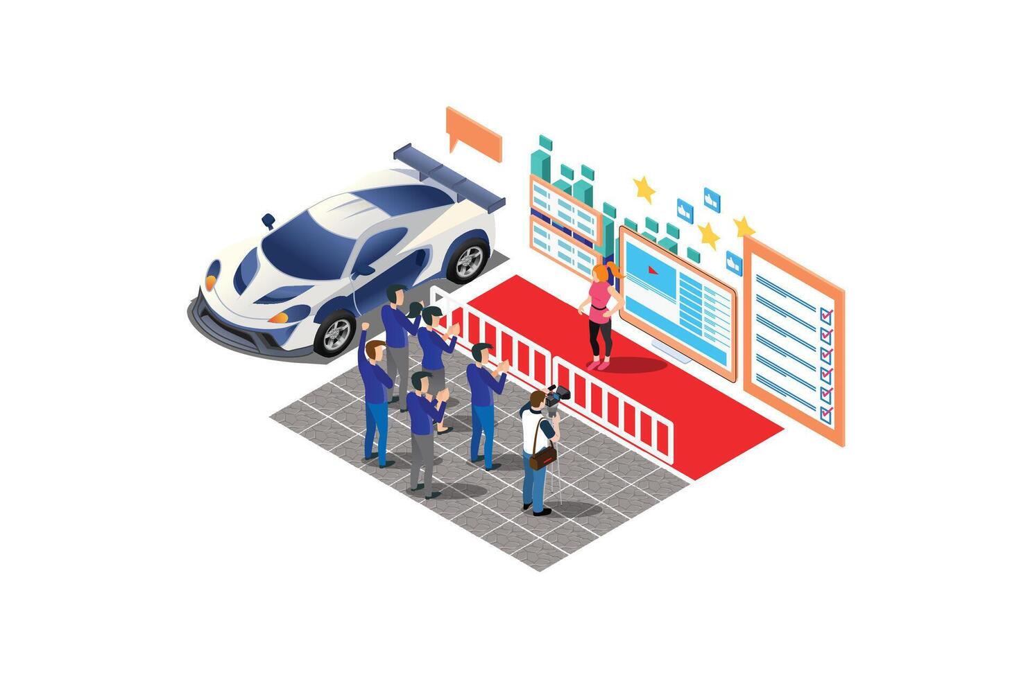 Modern Isometric Celebrity awards come with luxury cars Illustration, Web Banners, Suitable for Diagrams, Infographics, Book Illustration, Game Asset, And Other Graphic Related Assets vector