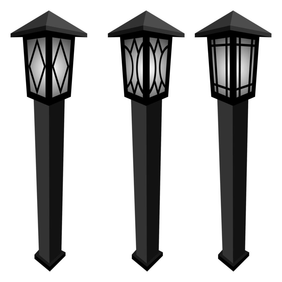 various pictures of decorative garden lights vector