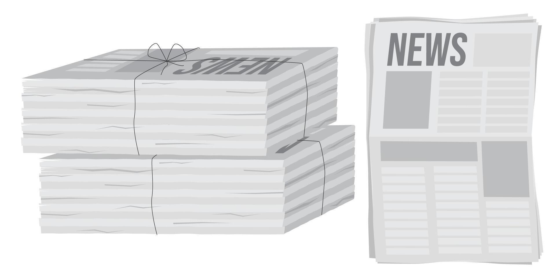 Pile of newspapers on white background. Stack of newspapers. Paper waste vector