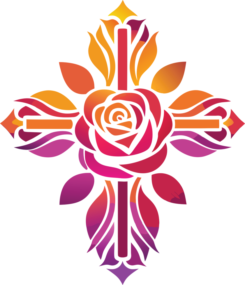 Delicate Rose Petals Forming Cross Shape Clipart. AI-generated. png
