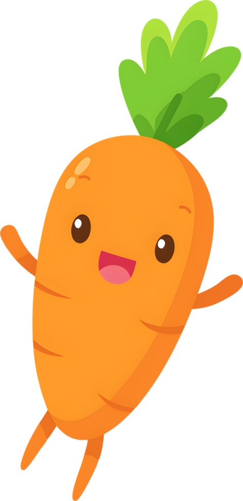 Adorable cartoon carrot beams with cheerful smile. AI-generated. png
