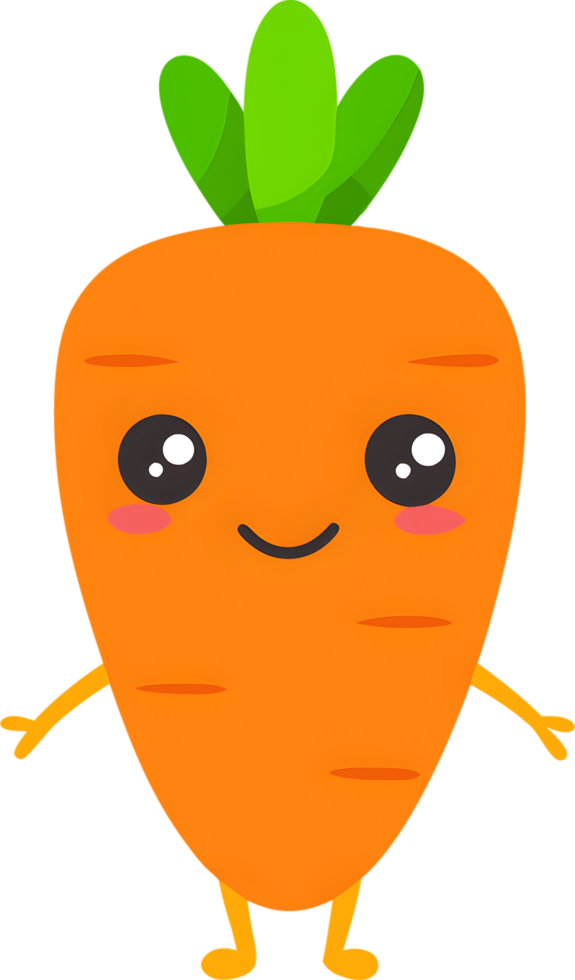 Adorable cartoon carrot beams with cheerful smile. AI-generated. png