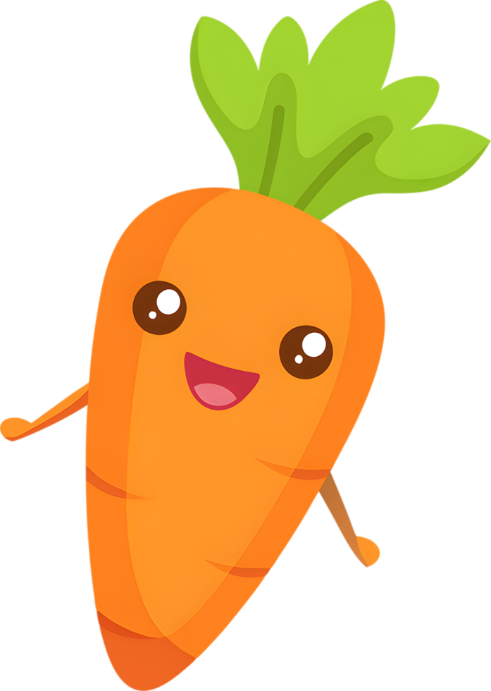 Adorable cartoon carrot beams with cheerful smile. AI-generated. png