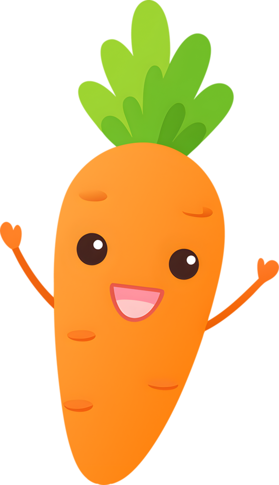 Adorable cartoon carrot beams with cheerful smile. AI-generated. png
