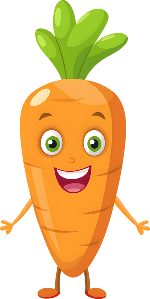 Adorable cartoon carrot beams with cheerful smile. AI-generated. png