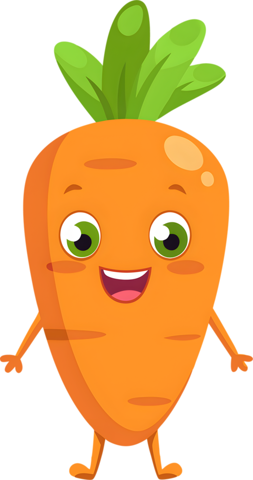 Adorable cartoon carrot beams with cheerful smile. AI-generated. png