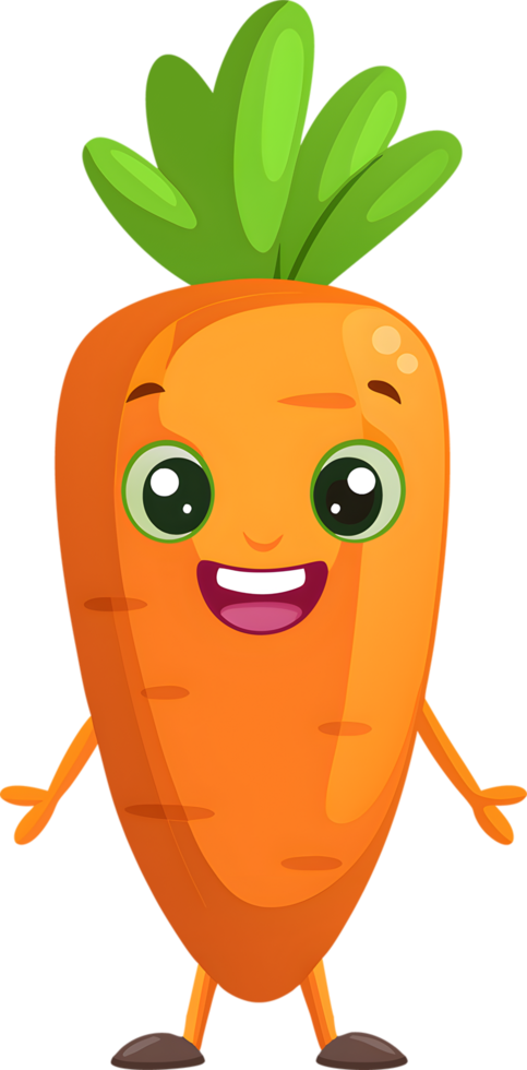 Adorable cartoon carrot beams with cheerful smile. AI-generated. png