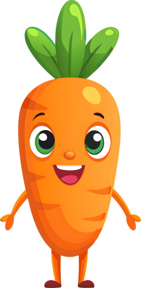 Adorable cartoon carrot beams with cheerful smile. AI-generated. png