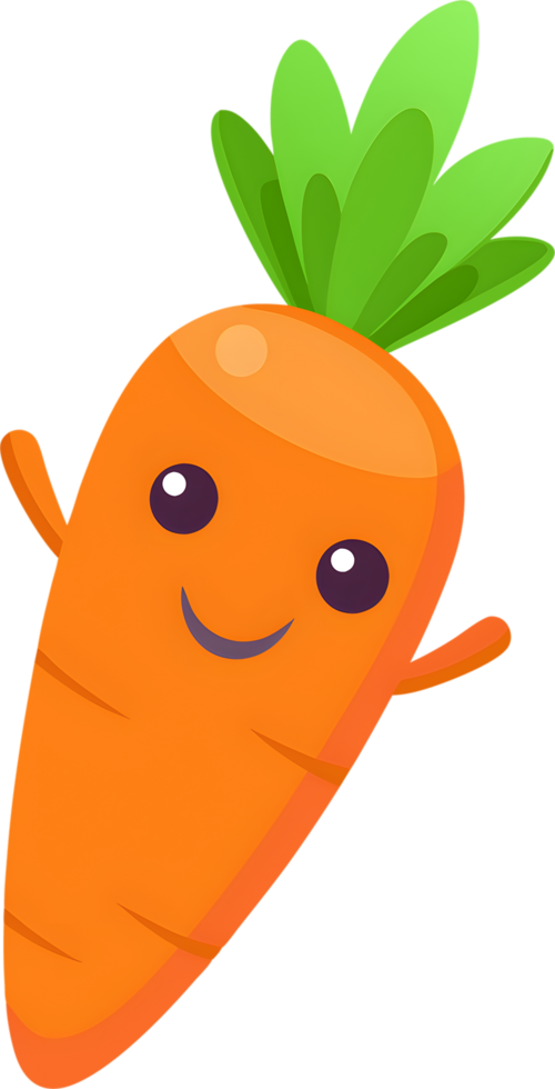 Adorable cartoon carrot beams with cheerful smile. AI-generated. png