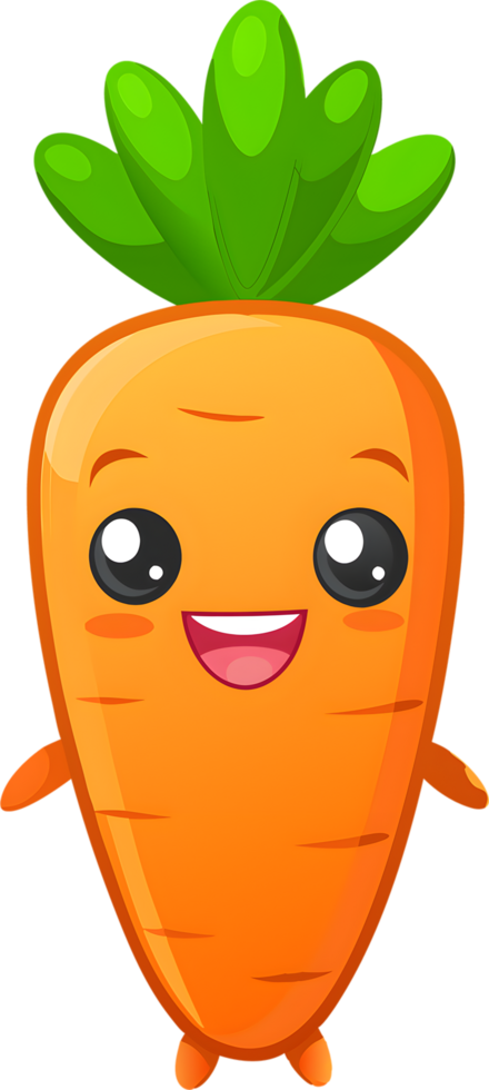 Adorable cartoon carrot beams with cheerful smile. AI-generated. png